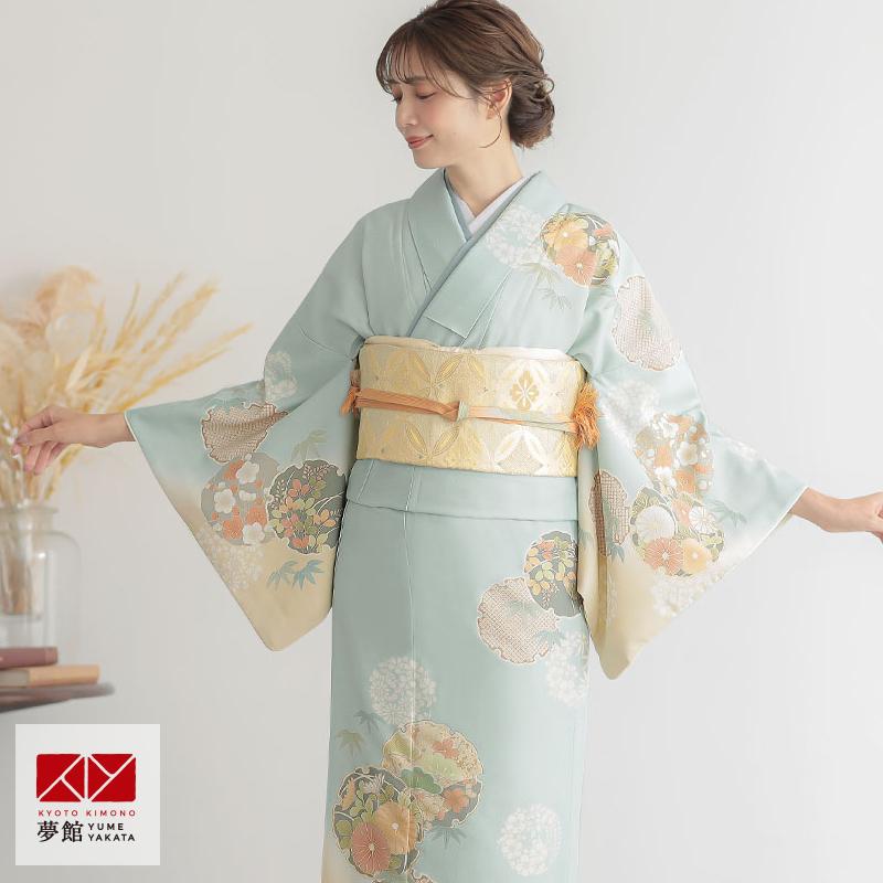 訪問着のみ+長襦袢　雪輪　四季草花　手刺繍　入学式　卒業式　着物　Q5 訪問着のみ+長襦袢 雪輪 四季草花 手刺繍 入学式 卒業式 着物 Q5