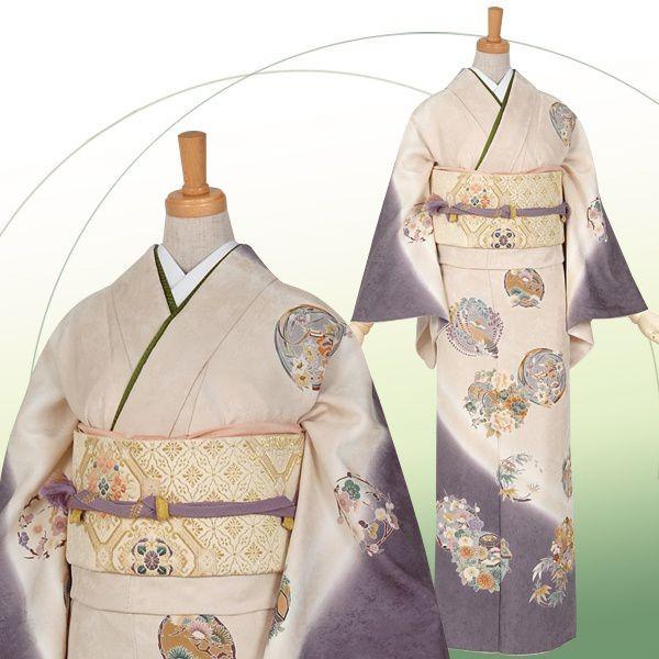 訪問着 レンタル 入学式 卒業式 結婚式 袷 白 松竹梅花丸紋 七五三 身長155〜159cm H312_1