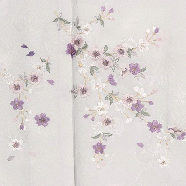 訪問着 レンタル 入学式 卒業式 結婚式 袷 黒白 桜刺繍 七五三 身長155〜159cm H440_3