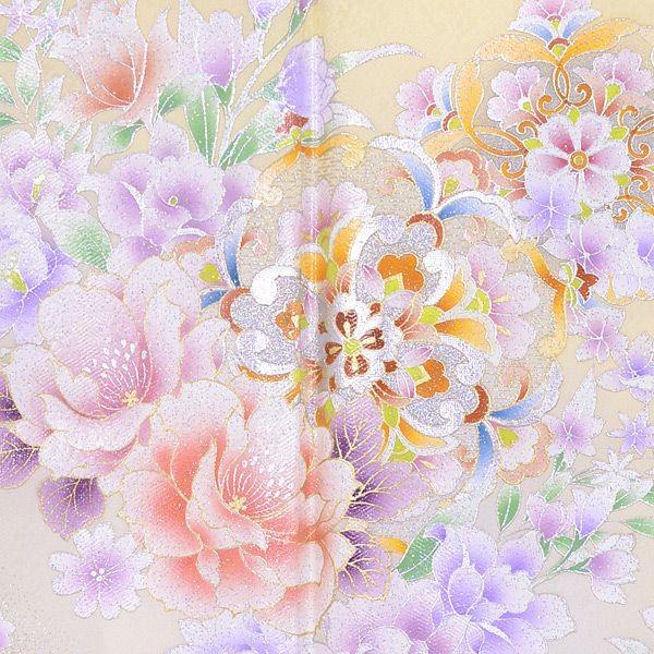 訪問着 レンタル 入学式 卒業式 結婚式 袷 黄色 花と華紋 七五三 身長165〜173cm H613の画像