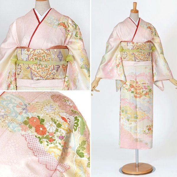 訪問着 レンタル 入学式 卒業式 結婚式 袷 ピンク 雲取り貝桶
