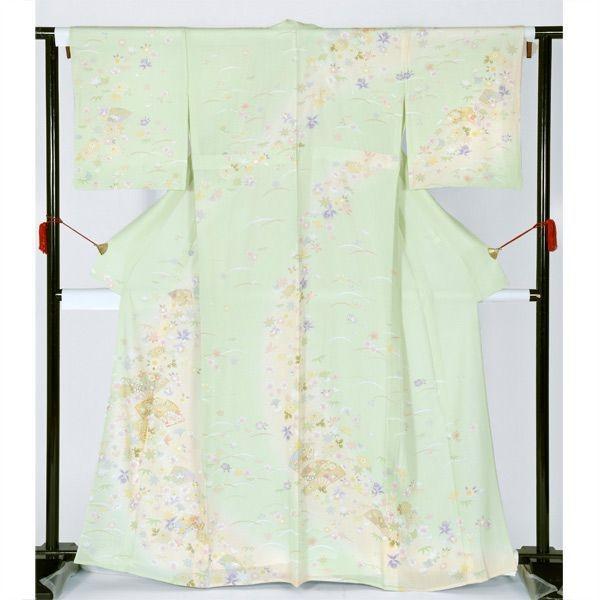 訪問着 レンタル 入学式 卒業式 結婚式 夏用 絽 黄緑 露芝吹き寄せに