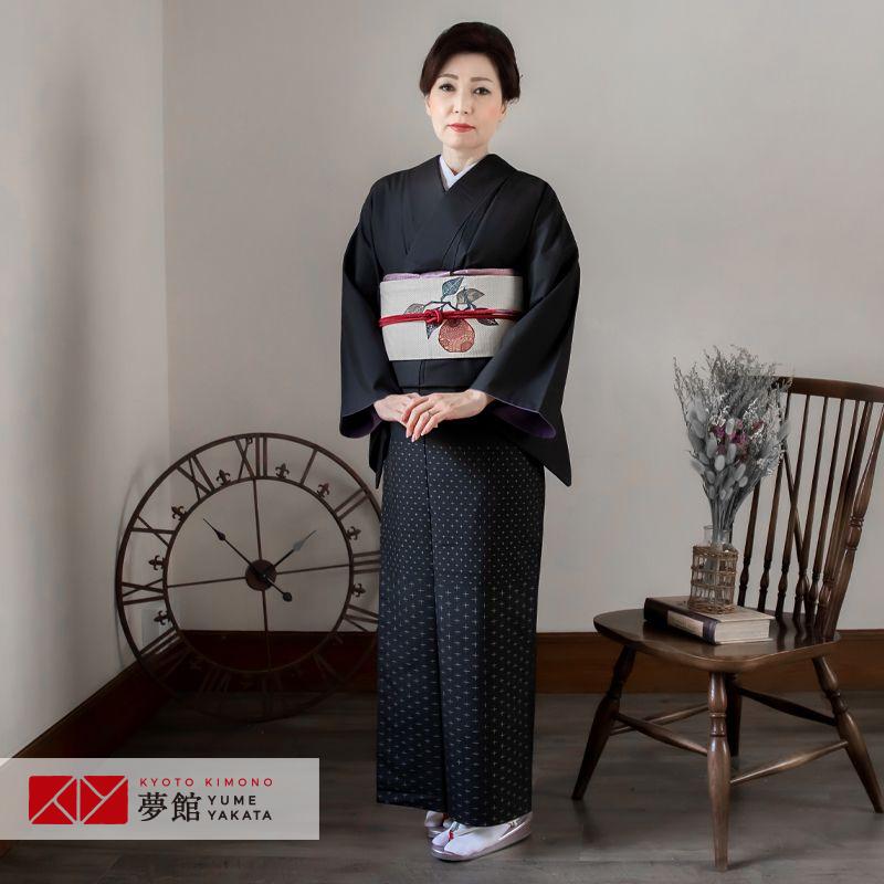訪問着 レンタル 入学式 卒業式 結婚式 袷 大島紬 黒 十字絣 訪問着 レンタル 入学式 卒業式 結婚式 袷 大島紬 黒 十字絣