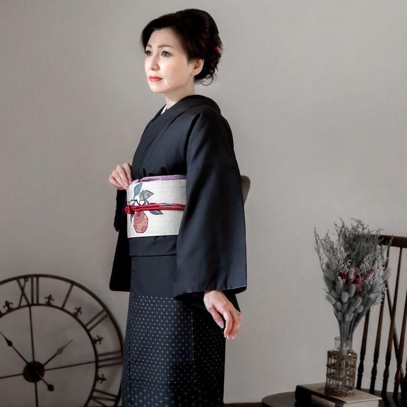 訪問着 レンタル 入学式 卒業式 結婚式 袷 大島紬 黒 十字絣×生成
