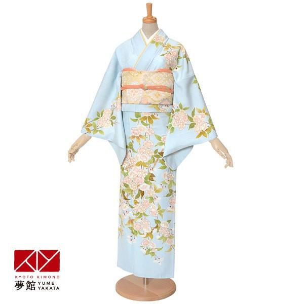 訪問着 レンタル 入学式 卒業式 結婚式 袷 水色 桜 七五三 身長155