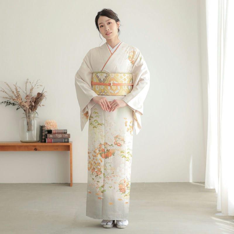 訪問着 レンタル 入学式 卒業式 結婚式 袷 銀鼠地遠山ボカシ 雪輪流水 七五三 身長154〜165cm H983_1