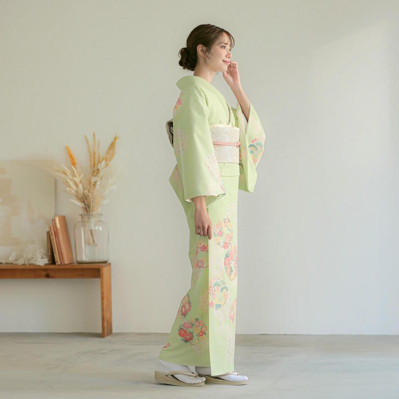 【美品‼️】グリーン訪問着☆卒業式☆入学式☆結婚式お呼ばれ 訪問着 レンタル 入学式 卒業式 結婚式 ジャパンスタイル ブランド着物
