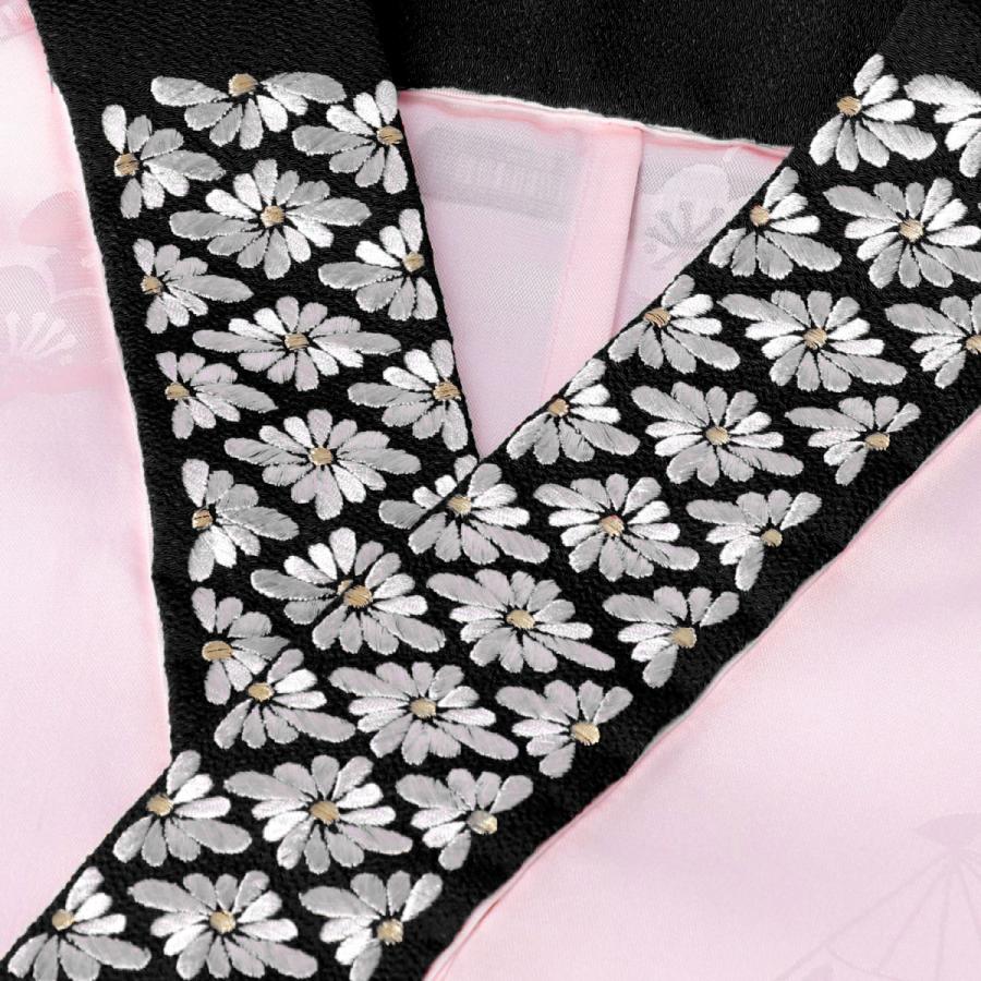 半衿 半襟 S-1 アイボリー 重衿 2品 菊と扇 刺繍半衿 0610⑤