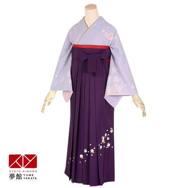 卒業式 袴レンタル 先生 教員 訪問着袴 フルセット 上品 乙葉 藤色　桜ブーケ HG042