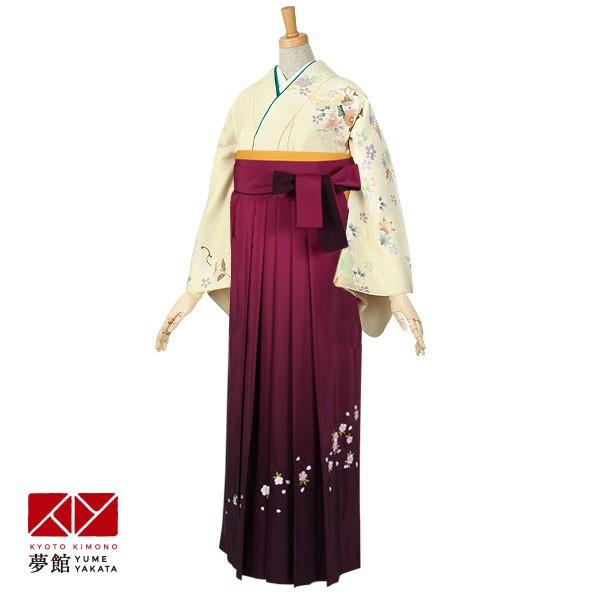 卒業式 袴レンタル 先生 教員 訪問着袴 フルセット 上品 クリーム　松皮菱に菊 HG060