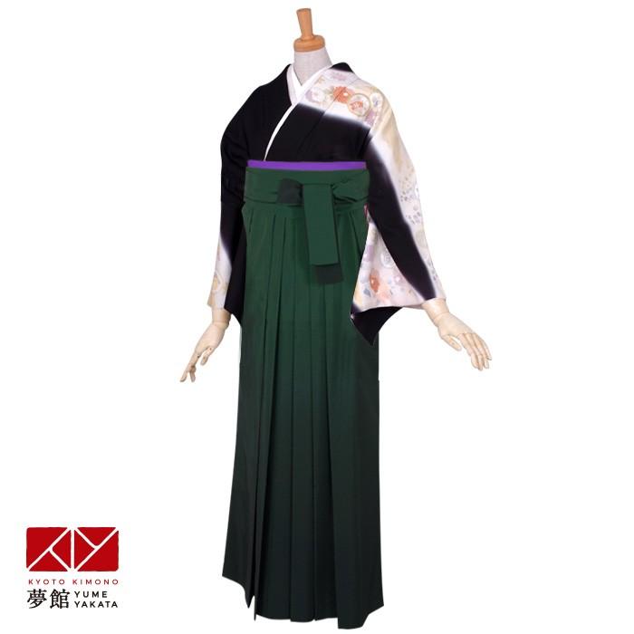 卒業式 袴レンタル 先生 教員 訪問着袴 フルセット 上品 黒ぼかし　丸文 HG069
