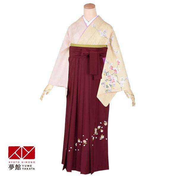 卒業式 袴レンタル 先生 教員 訪問着袴 フルセット 上品 ピンククリーム　枝桜と流水 HG085