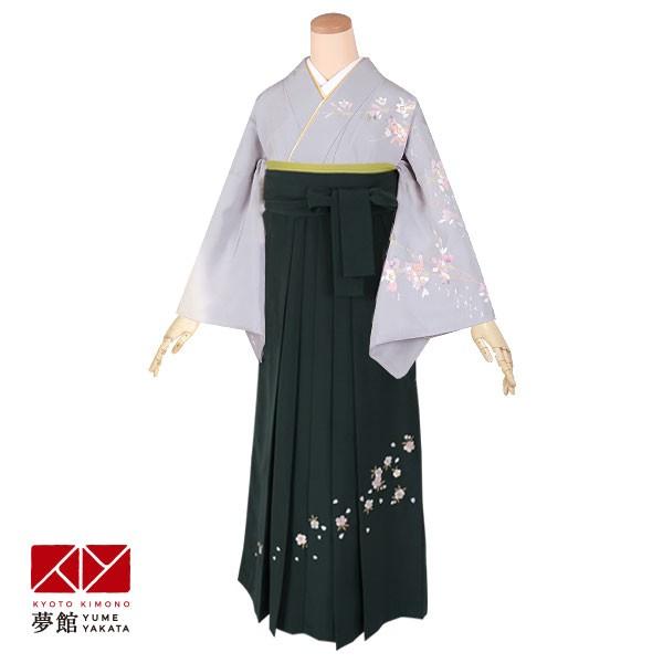 卒業式 袴レンタル 先生 教員 訪問着袴 フルセット 上品 グレークリームぼかし　枝垂れ桜 HG096
