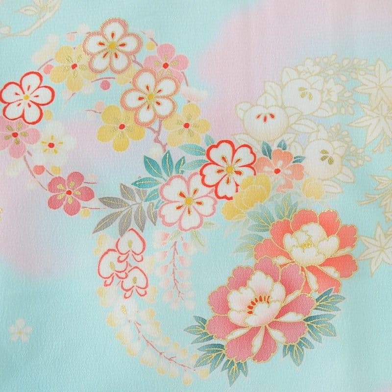 卒業式 袴レンタル 先生 教員 訪問着袴 フルセット 上品 ジャパンスタイル 水色　ピンクぼかし花丸(H993) HG1005_10