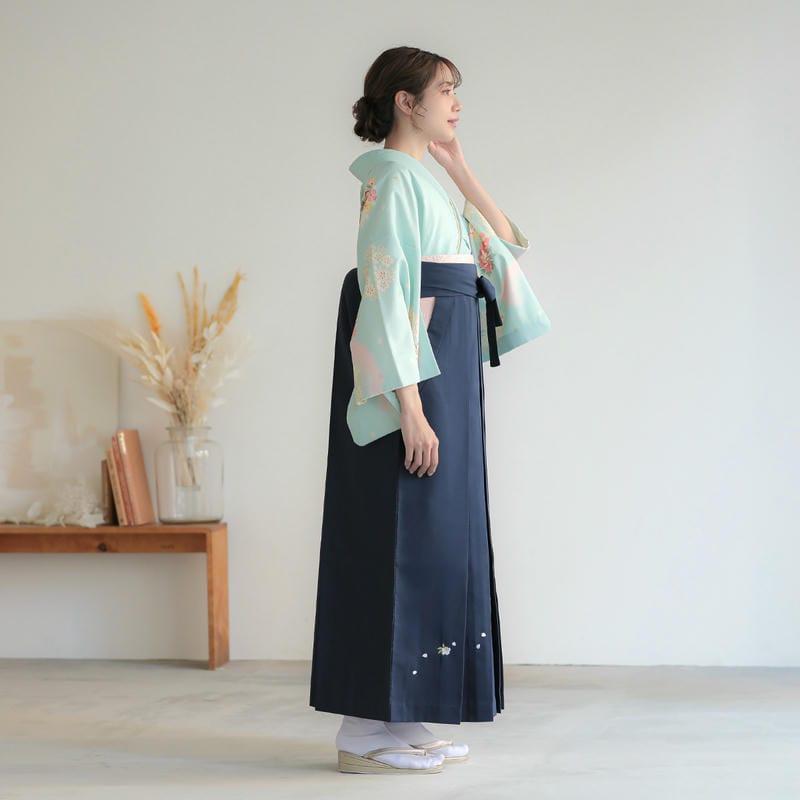 卒業式 袴レンタル 先生 教員 訪問着袴 フルセット 上品 ジャパンスタイル 水色　ピンクぼかし花丸(H993) HG1005_3