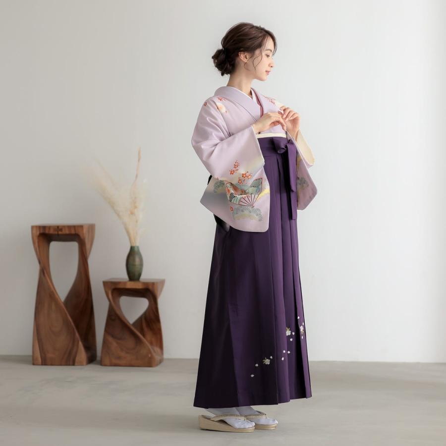 卒業式 袴レンタル 先生 教員 訪問着袴 フルセット 上品 藤色 扇面牡丹