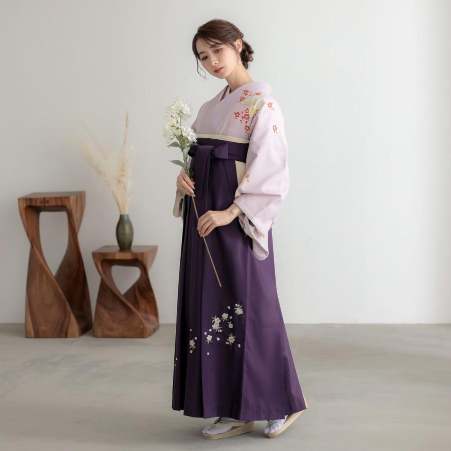 卒業式 袴レンタル 先生 教員 訪問着袴 フルセット 上品 藤色 扇面牡丹