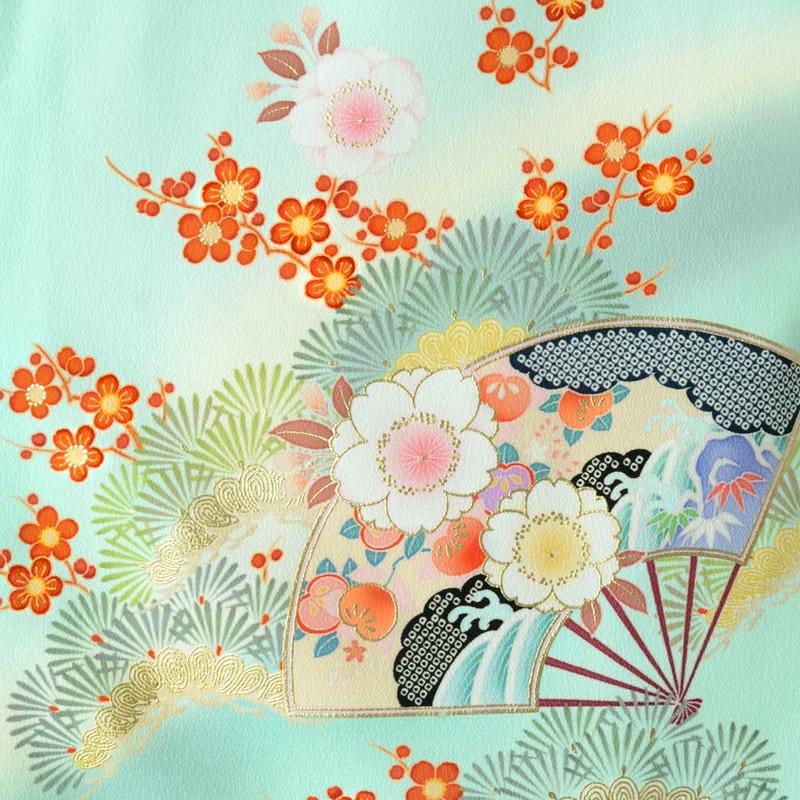 卒業式 袴レンタル 先生 教員 訪問着袴 フルセット 上品 水浅黄色　扇面牡丹に鶴松桜(H1021) HG1020_10