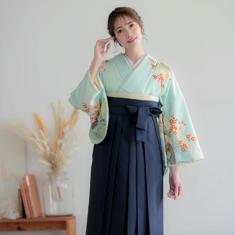 卒業式 袴レンタル 先生 教員 訪問着袴 フルセット 上品 水浅黄色　扇面牡丹に鶴松桜(H1021) HG1020_1
