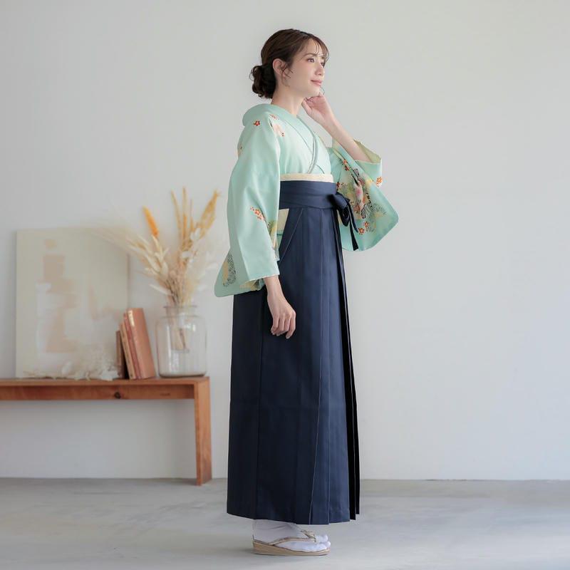 卒業式 袴レンタル 先生 教員 訪問着袴 フルセット 上品 水浅黄色　扇面牡丹に鶴松桜(H1021) HG1020_4