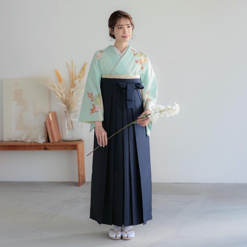 卒業式 袴レンタル 先生 教員 訪問着袴 フルセット 上品 水浅黄色　扇面牡丹に鶴松桜(H1021) HG1020_7