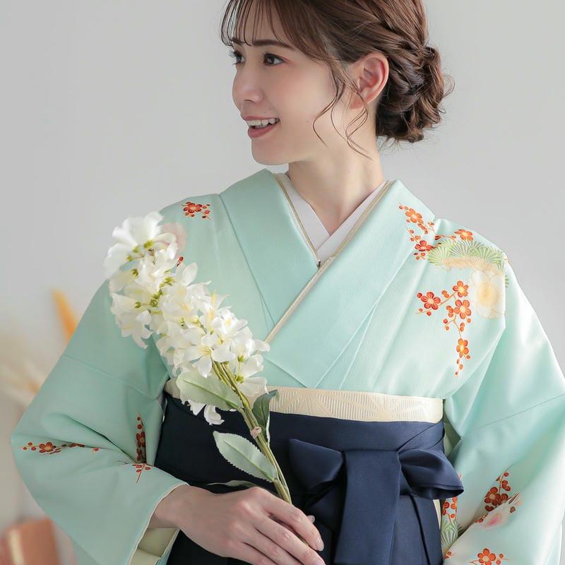 卒業式 袴レンタル 先生 教員 訪問着袴 フルセット 上品 水浅黄色　扇面牡丹に鶴松桜(H1021) HG1020_8