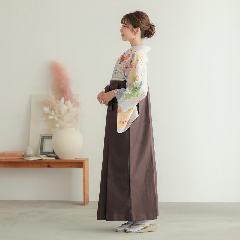 卒業式 袴レンタル 先生 教員 訪問着袴 フルセット 上品 ジャパンスタイル グレー　辻が花風吉祥花柄(H1023) HG1024_4