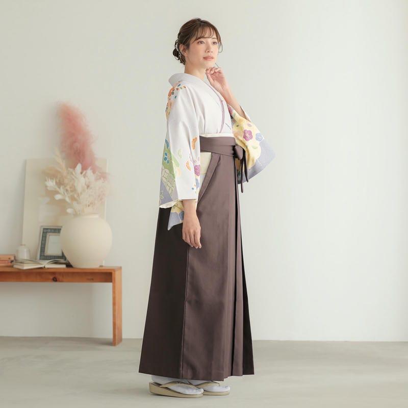 卒業式 袴レンタル 先生 教員 訪問着袴 フルセット 上品 ジャパンスタイル グレー　辻が花風吉祥花柄(H1023) HG1024_6