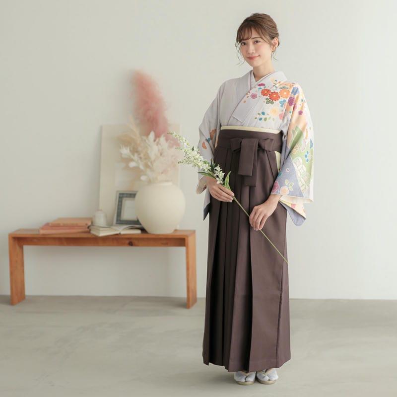 卒業式 袴レンタル 先生 教員 訪問着袴 フルセット 上品 ジャパンスタイル グレー　辻が花風吉祥花柄(H1023) HG1024_7