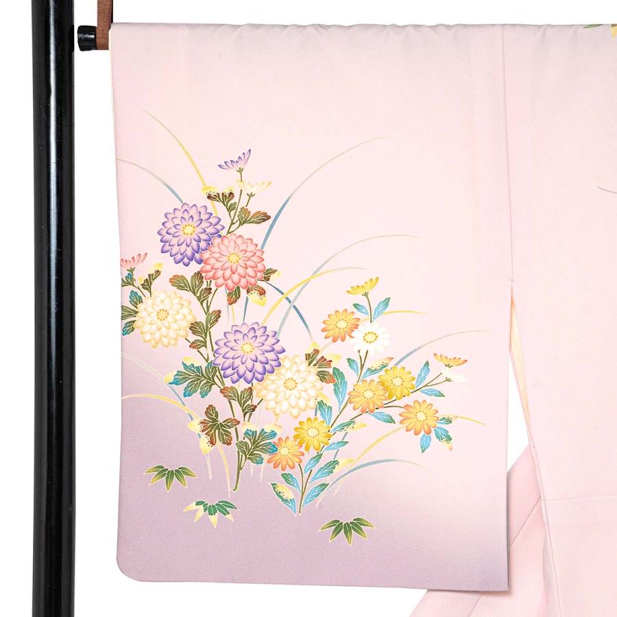 卒業式 袴レンタル 先生 教員 訪問着袴 フルセット 上品 ジャパンスタイル 薄ピンク裾藤鼠ボカシ　鴛鴦に花(H1028) HG1027_12