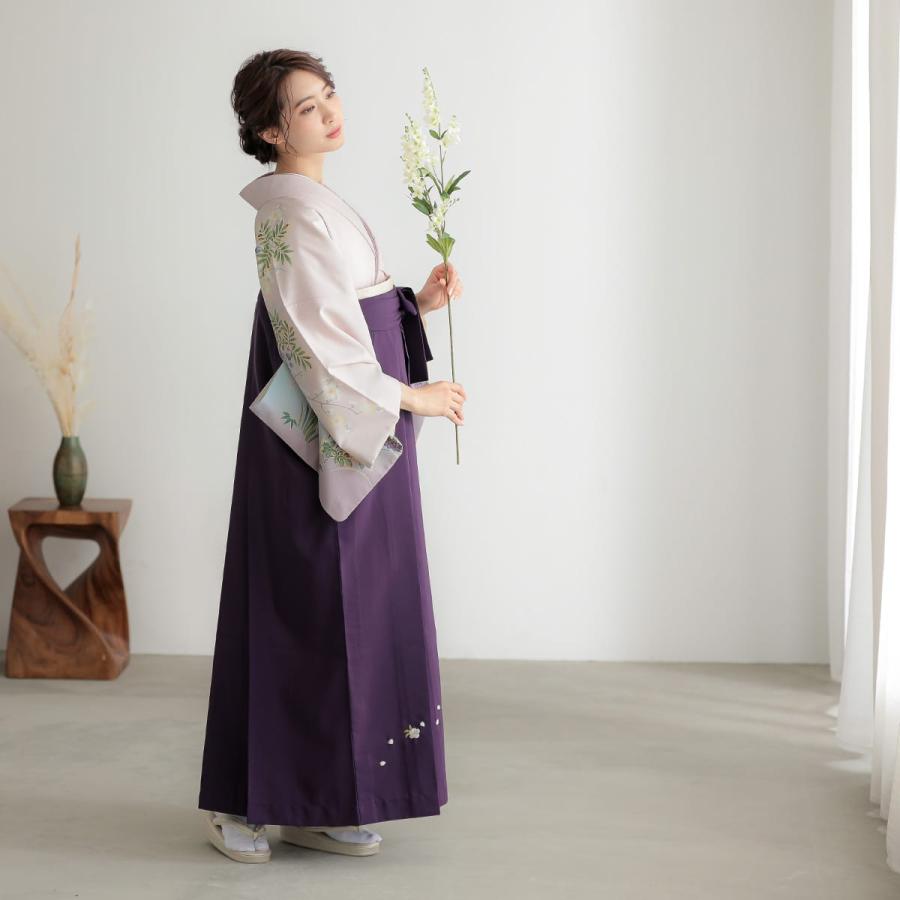 卒業式 袴レンタル 先生 教員 訪問着袴 フルセット 上品 ジャパンスタイル 薄ピンク裾藤鼠ボカシ　鴛鴦に花(H1028) HG1027_7