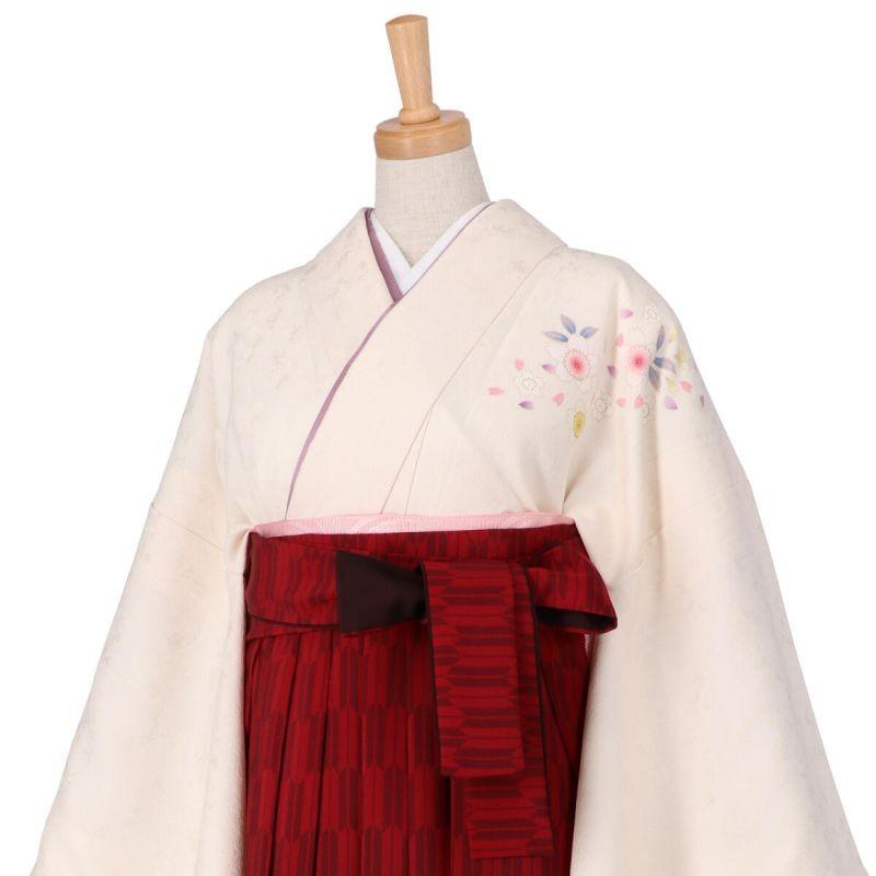 卒業式 袴レンタル 先生 教員 訪問着袴 フルセット 上品 白　桜小花 HG1061_2