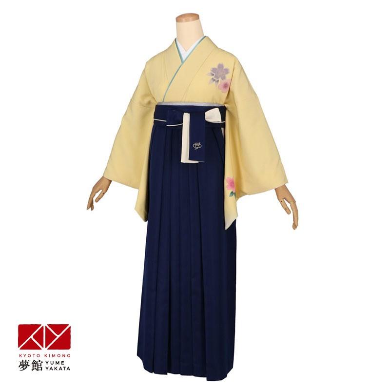 卒業式 袴レンタル 先生 教員 訪問着袴 フルセット 上品 黄地銀鼠ぼかし桜 HG1112
