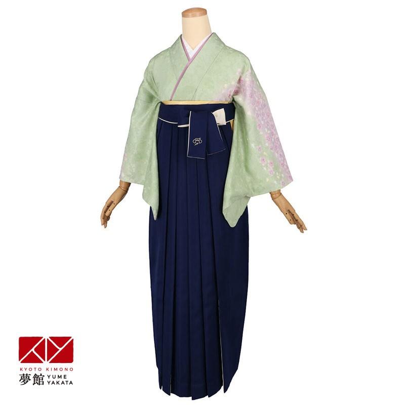 卒業式 袴レンタル 先生 教員 訪問着袴 フルセット 上品 檜皮 青ぼかし 小桜 HG1113