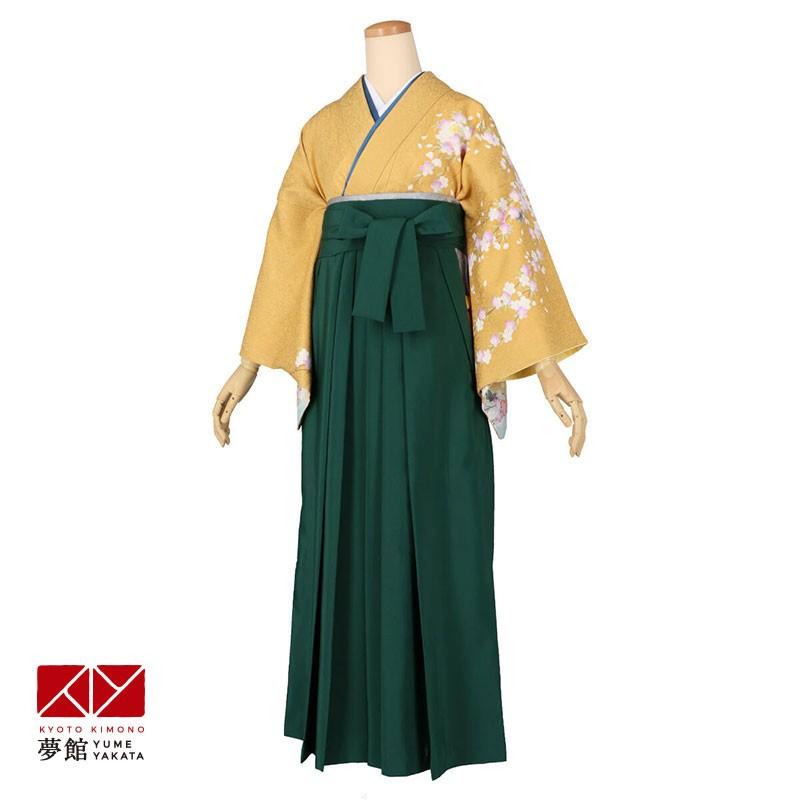 卒業式 袴レンタル 先生 教員 訪問着袴 フルセット 上品 金茶浅黄青ぼかし 枝垂桜に短冊 HG1115