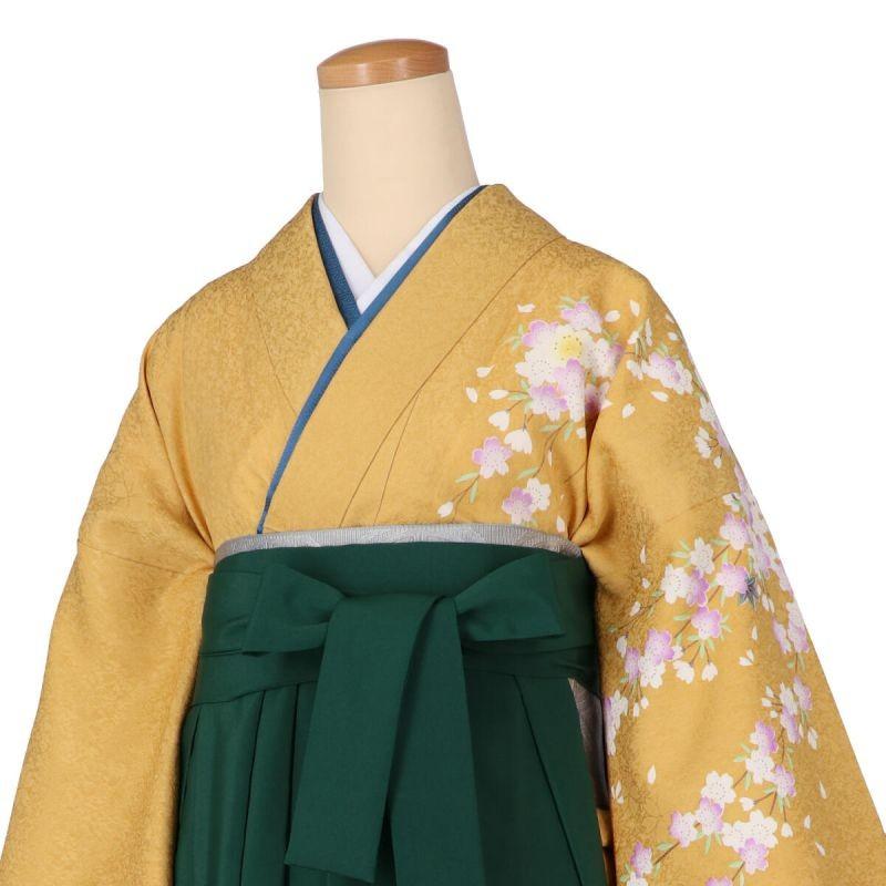 卒業式 袴レンタル 先生 教員 訪問着袴 フルセット 上品 金茶浅黄青ぼかし 枝垂桜に短冊 HG1115_1