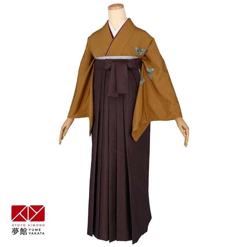 卒業式 袴レンタル 先生 教員 訪問着袴 フルセット 上品 金茶　抹茶ぼかし あげは蝶に花々 HG1126