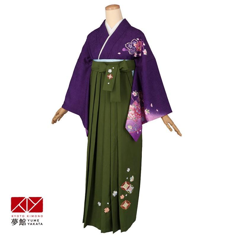 卒業式 袴レンタル 先生 教員 訪問着袴 フルセット 上品 本紫 薄桃色ぼかし 桜に毬組紐流し HG1129