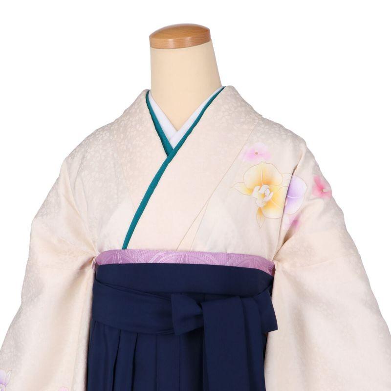 卒業式 袴レンタル 先生 教員 訪問着袴 フルセット 上品 白浅黄ぼかし 胡蝶蘭 HG1136_2