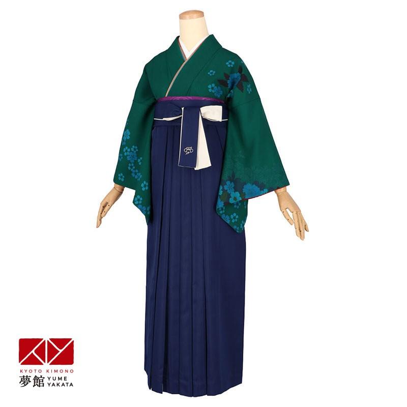 卒業式 袴レンタル 先生 教員 訪問着袴 フルセット 上品 深緑　牡丹に八重桜 HG1141