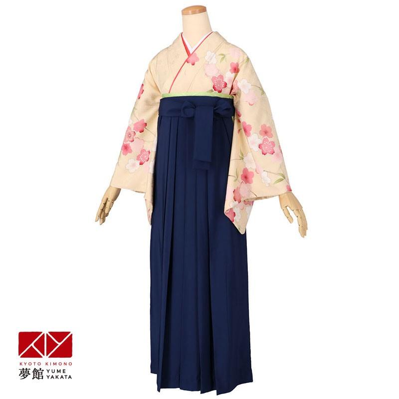 卒業式 袴レンタル 先生 教員 訪問着袴 フルセット 上品 クリーム　枝垂桜 HG1143