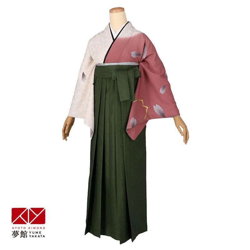 卒業式 袴レンタル 先生 教員 訪問着袴 フルセット 上品 白鼠×小豆 大桜 HG1159
