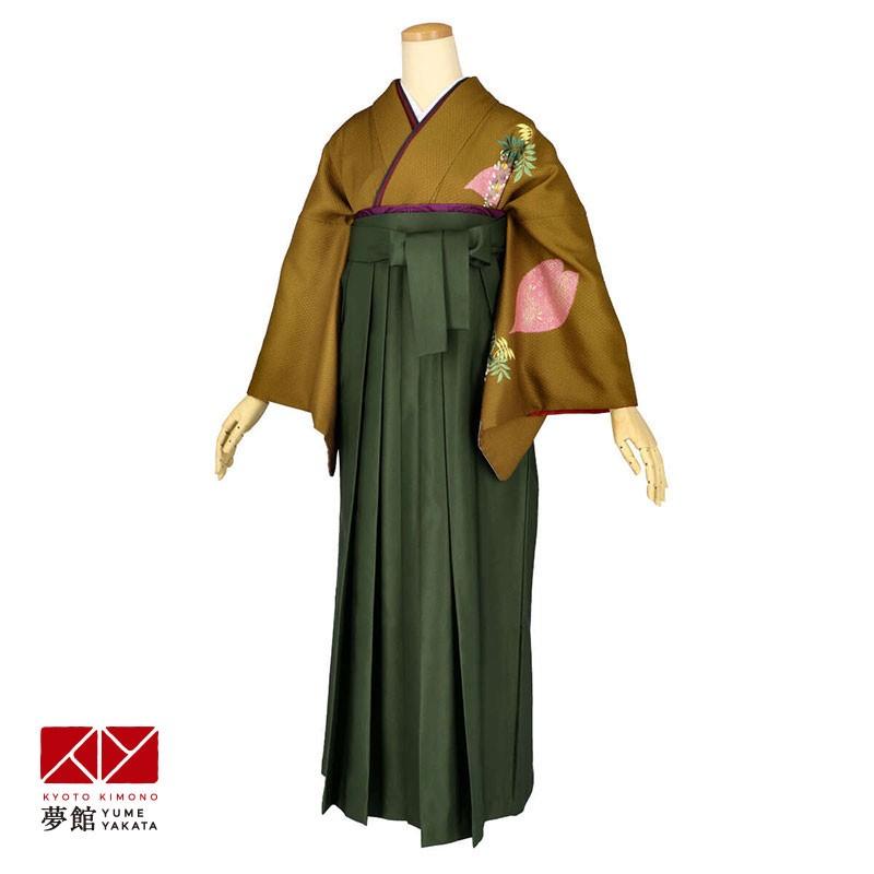 卒業式 袴レンタル 先生 教員 訪問着袴 フルセット 上品 金茶　桜に藤 HG1168