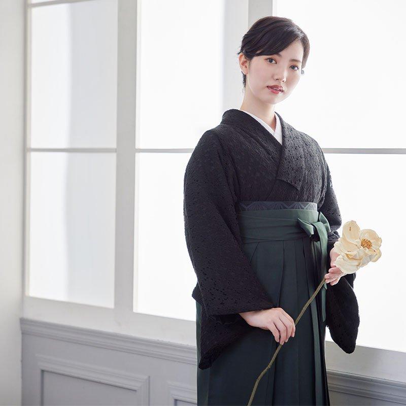 卒業式 袴レンタル 先生 教員 訪問着袴 フルセット 上品 黒