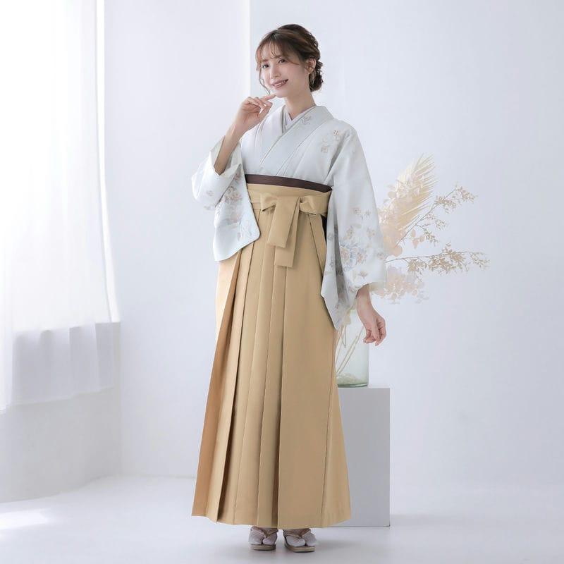 卒業式 袴レンタル 先生 教員 訪問着袴 フルセット 上品 薄雲鼠