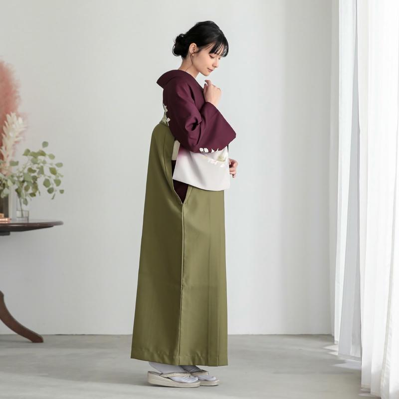 卒業式 袴レンタル 先生 教員 訪問着袴 フルセット 上品 ボルドー　芙蓉に鉄線 HG1415_3