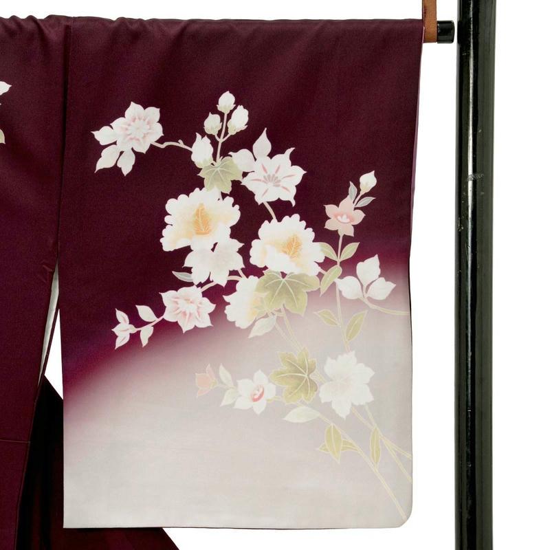 卒業式 袴レンタル 先生 教員 訪問着袴 フルセット 上品 ボルドー　芙蓉に鉄線 HG1415_8