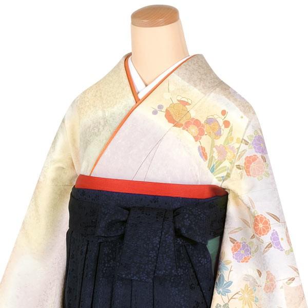 卒業式 袴レンタル 先生 教員 訪問着袴 フルセット 上品 安い 訳あり特価 クリーム・ベージュ　霞取り花尽くし HG144_3