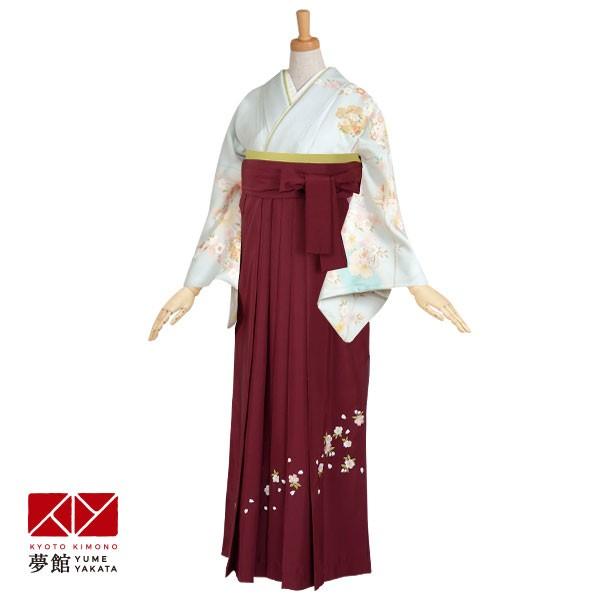 卒業式 袴レンタル 先生 教員 訪問着袴 フルセット 上品 水色　吉祥桜 HG147