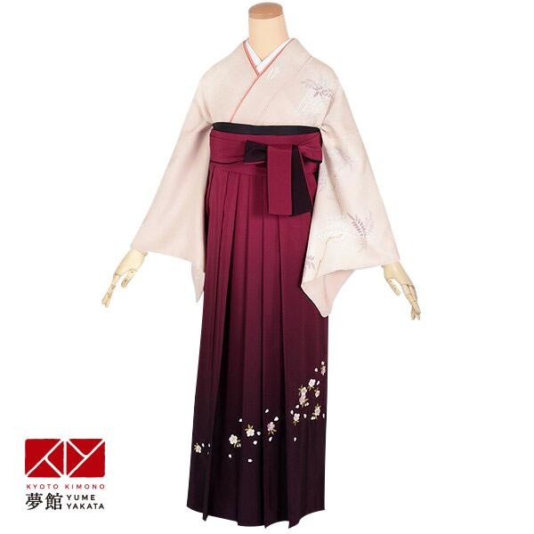卒業式 袴レンタル 先生 教員 訪問着袴 フルセット 上品 ピンクベージュ　藤(H1012) HG169